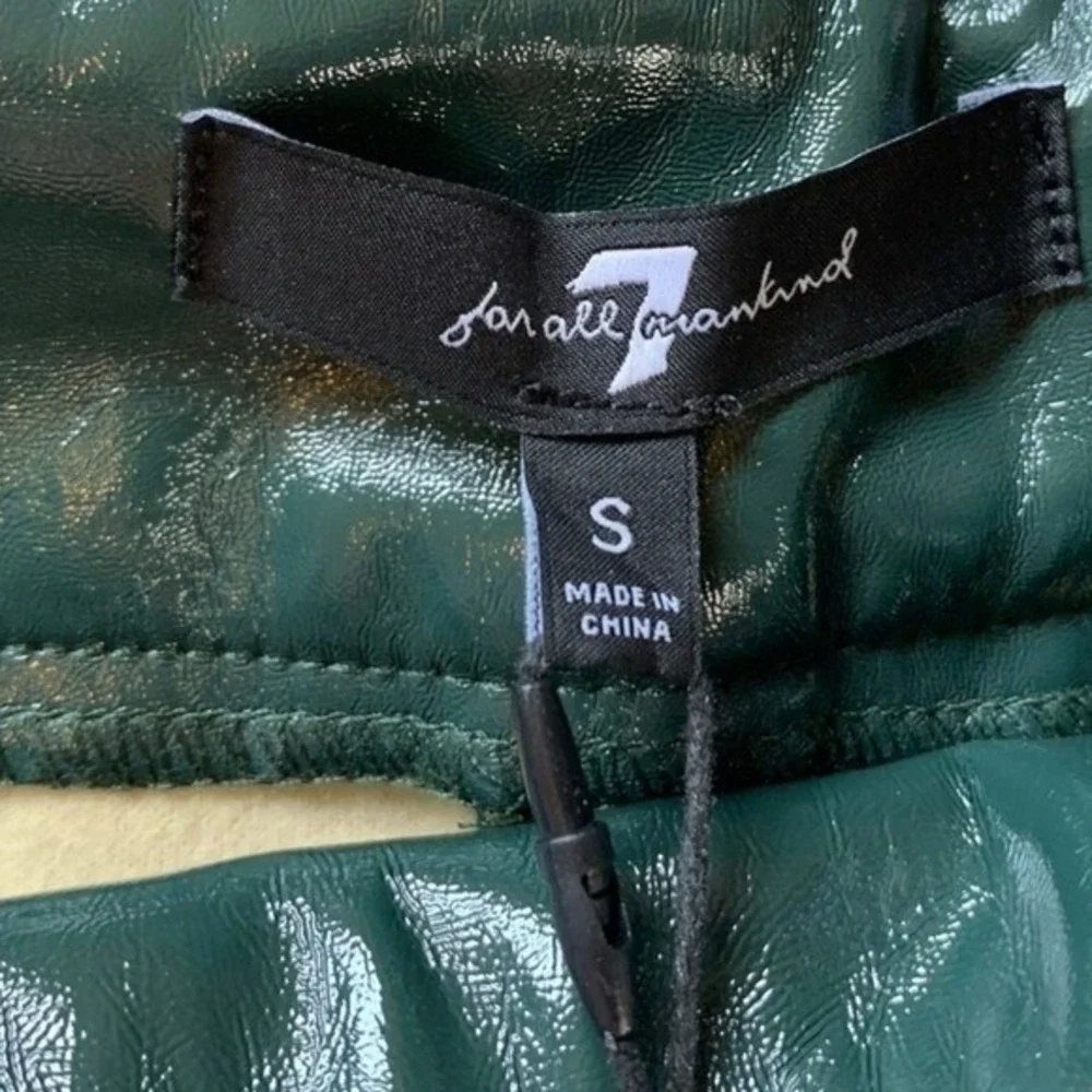 7 for all mankind faux leather wide leg cropped green pants Small/26 Scandi Girl